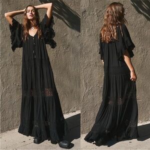 New Free People Dream On Maxi Dress Black S